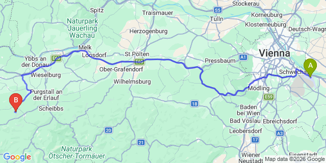 Map: Vienna Airport (VIE) to Hinterleiten