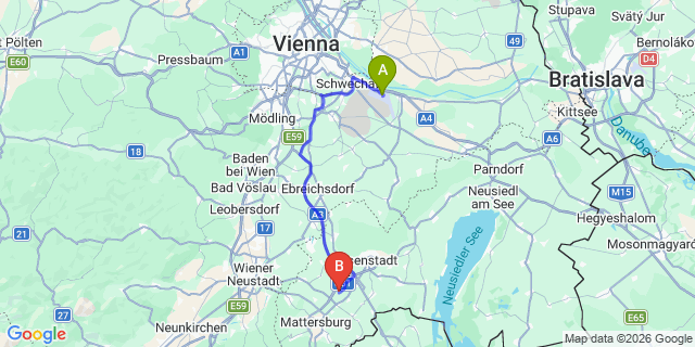 Map: Vienna Airport (VIE) to Hirm