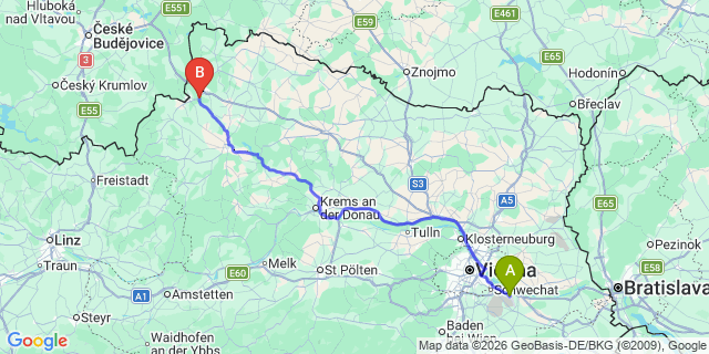 Map: Vienna Airport (VIE) to Hoheneich