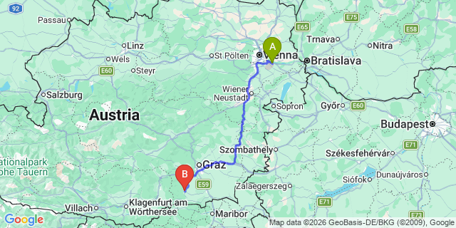 Map: Vienna Airport (VIE) to Hollenegg
