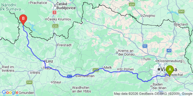 Map: Vienna Airport (VIE) to Holzschlag