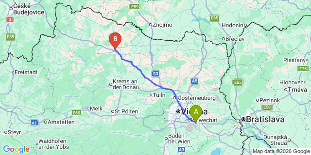 Map: Vienna Airport (VIE) to Horn