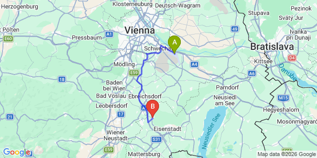 Map: Vienna Airport (VIE) to Hornstein