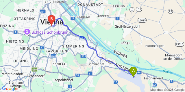 Map: Vienna Airport (VIE) to Hotel Bristol, a Luxury Collection Hotel, Vienna