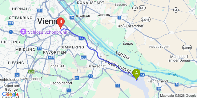 Map: Vienna Airport (VIE) to Hotel Eurostars Embassy