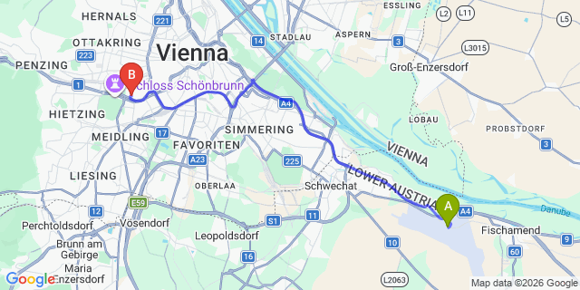 Map: Vienna Airport (VIE) to Hotel George Vienna