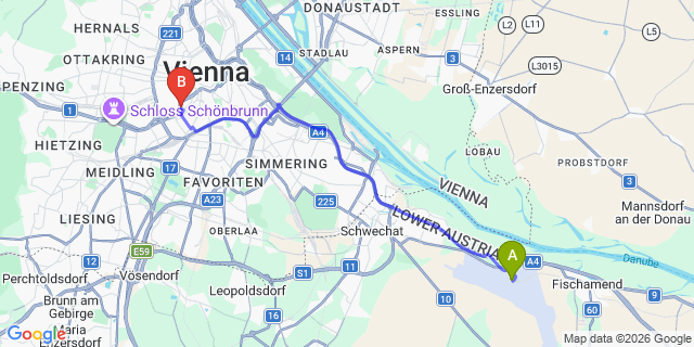 Map: Vienna Airport (VIE) to Hotel Indigo Vienna - Naschmarkt, an IHG Hotel