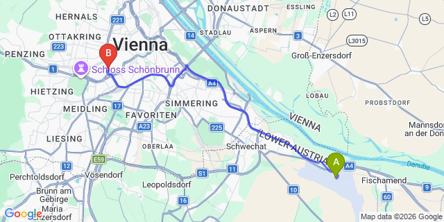 Map: Vienna Airport (VIE) to Hotel Mercure Raphael Wien