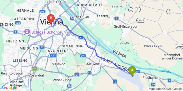 Map: Vienna Airport (VIE) to Hotel Sacher Wien