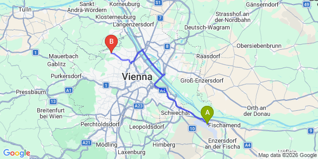 Map: Vienna Airport (VIE) to Hotel Schild