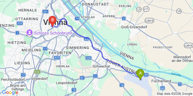 Map: Vienna Airport (VIE) to Hotel Secession an der Oper