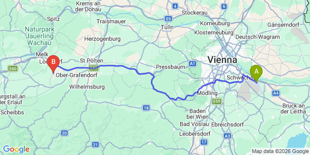 Map: Vienna Airport (VIE) to Hürm