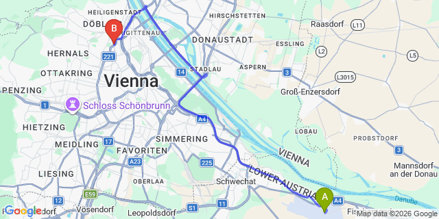 Map: Vienna Airport (VIE) to ibis Styles Wien City