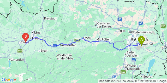 Map: Vienna Airport (VIE) to Iglseder