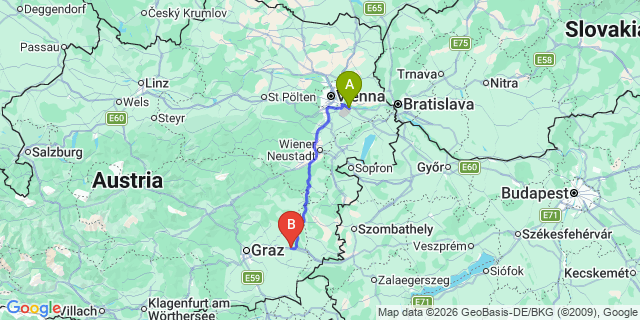 Map: Vienna Airport (VIE) to Ilz