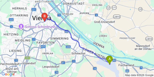 Map: Vienna Airport (VIE) to InterContinental Vienna, an IHG Hotel