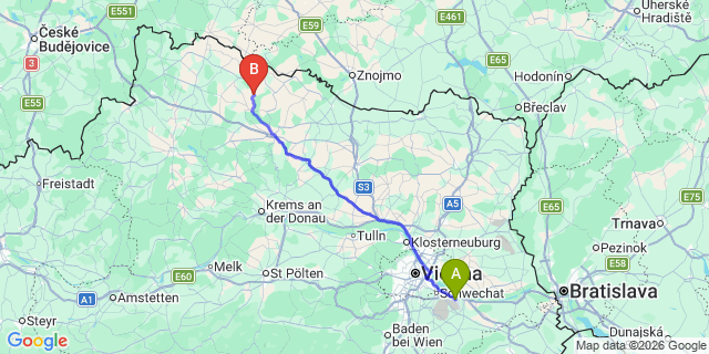 Map: Vienna Airport (VIE) to Japons