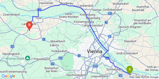 Map: Vienna Airport (VIE) to Judenau