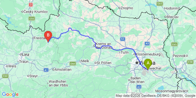 Map: Vienna Airport (VIE) to Kaltenberg