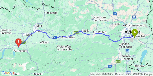 Map: Vienna Airport (VIE) to Kirchham