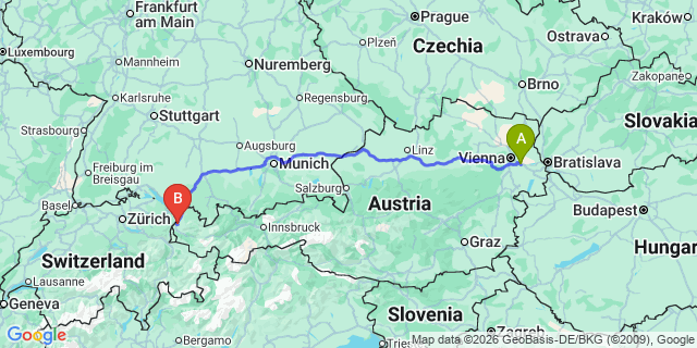 Map: Vienna Airport (VIE) to Klaus