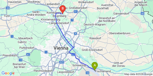 Map: Vienna Airport (VIE) to Klein Engersdorf