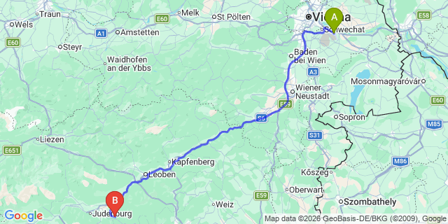 Map: Vienna Airport (VIE) to Kleinlobming