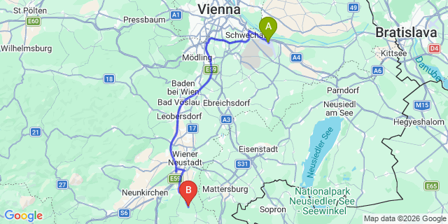 Map: Vienna Airport (VIE) to Klingfürth