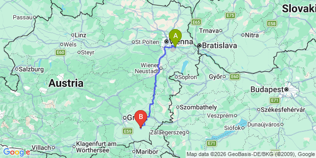 Map: Vienna Airport (VIE) to Kohlberg