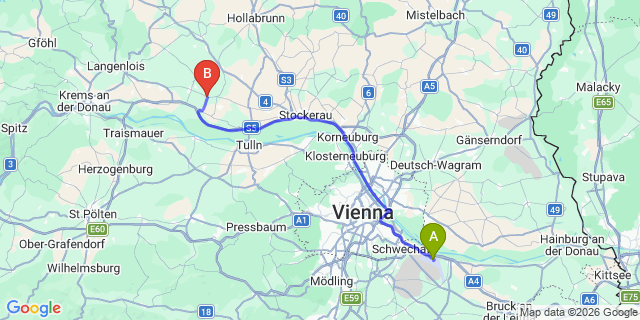 Map: Vienna Airport (VIE) to Königsbrunn
