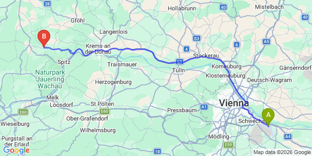 Map: Vienna Airport (VIE) to Kottes-Purk