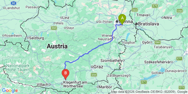 Map: Vienna Airport (VIE) to Kreutern