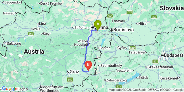 Map: Vienna Airport (VIE) to Kukmirn