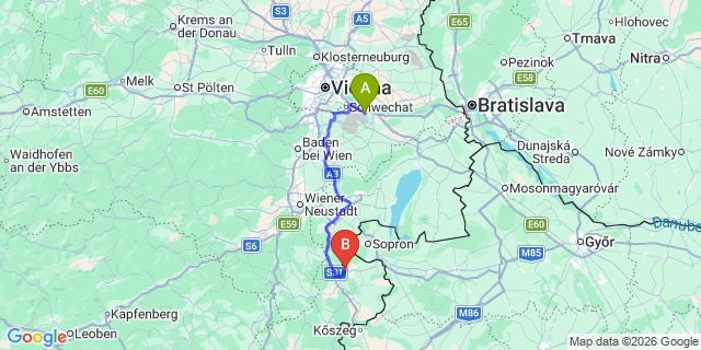 Map: Vienna Airport (VIE) to Lackenbach