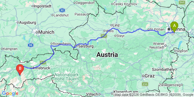 Map: Vienna Airport (VIE) to Langenfeld