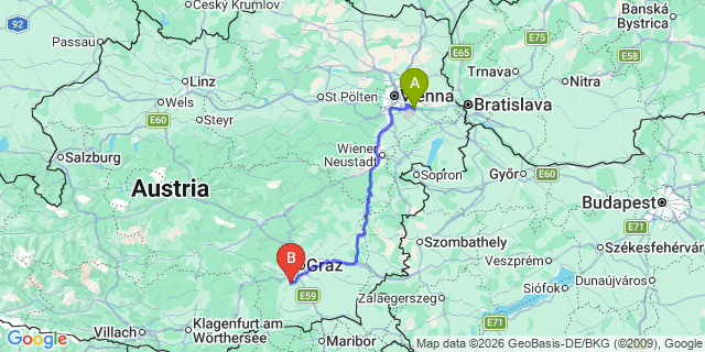 Map: Vienna Airport (VIE) to Lannach