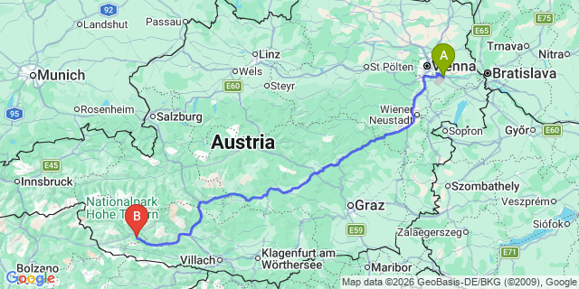 Map: Vienna Airport (VIE) to Lavant