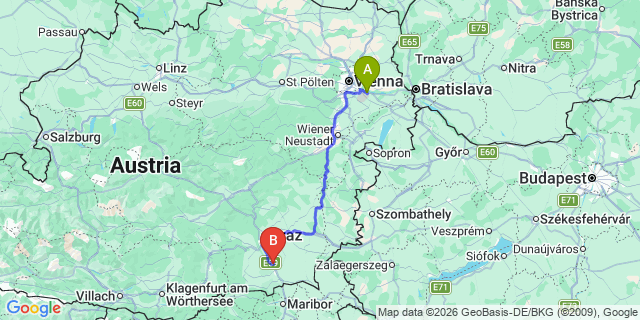 Map: Vienna Airport (VIE) to Lebring-Sankt Margarethen