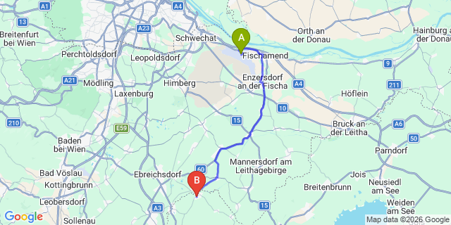 Map: Vienna Airport (VIE) to Leithaprodersdorf