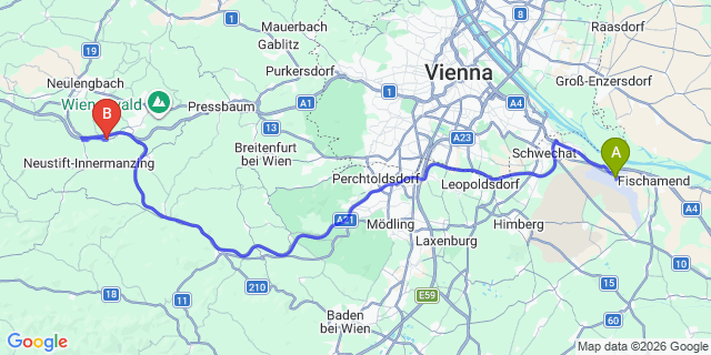 Map: Vienna Airport (VIE) to Lengbach