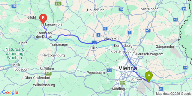 Map: Vienna Airport (VIE) to Lengenfeld