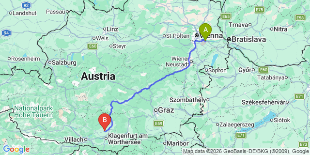Map: Vienna Airport (VIE) to Liebenfels