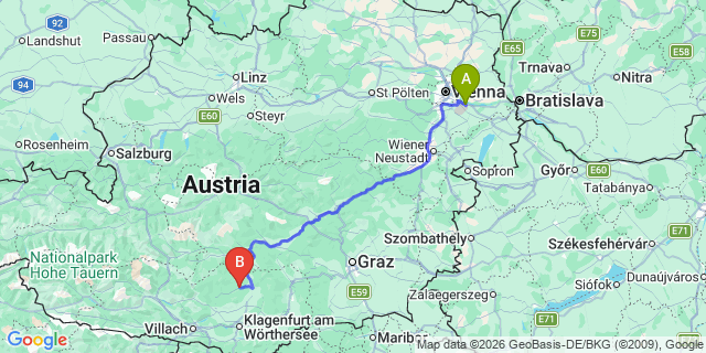 Map: Vienna Airport (VIE) to Lieding