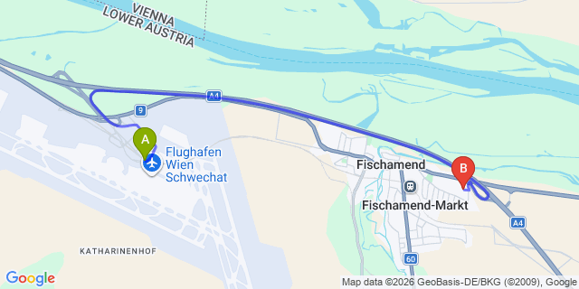 Map: Vienna Airport (VIE) to LifeHotel Vienna Airport