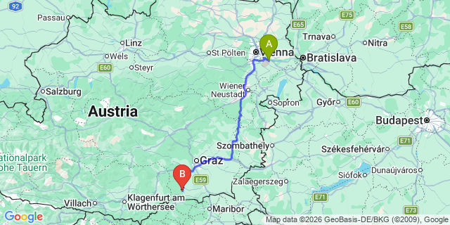 Map: Vienna Airport (VIE) to Limberg bei Wies