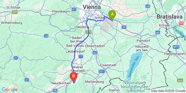 Map: Vienna Airport (VIE) to Linsberg