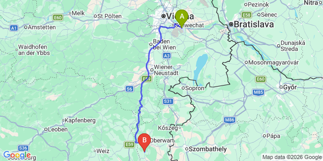 Map: Vienna Airport (VIE) to Litzelsdorf