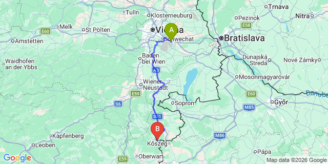 Map: Vienna Airport (VIE) to Lockenhaus
