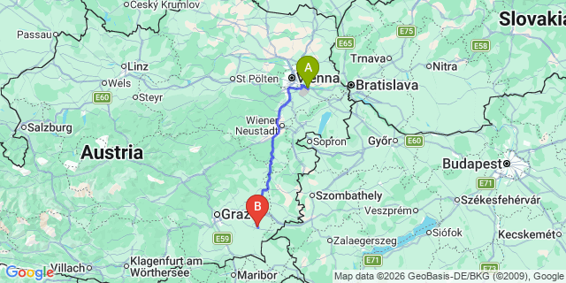 Map: Vienna Airport (VIE) to Lödersdorf