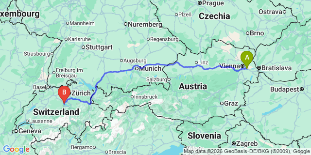 Map: Vienna Airport (VIE) to Luzern